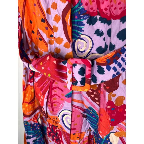 NWOT Farm Rio Lilac Colorful Party Belted Midi Dress Women's Size S - Picture 5 of 14